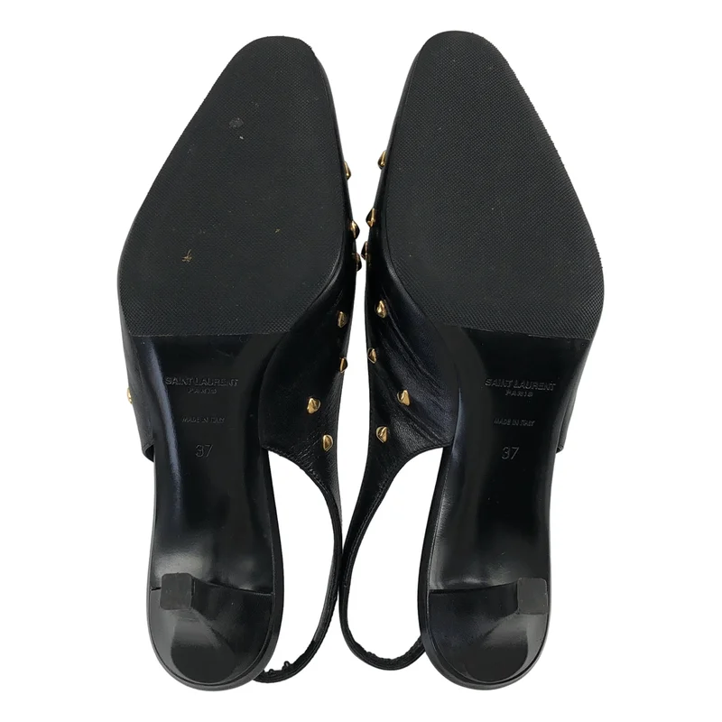 SAINT LAURENT PARIS / サンローランパリ | レザー ハートスタッズ ミュール サンダル | 37 | レディース