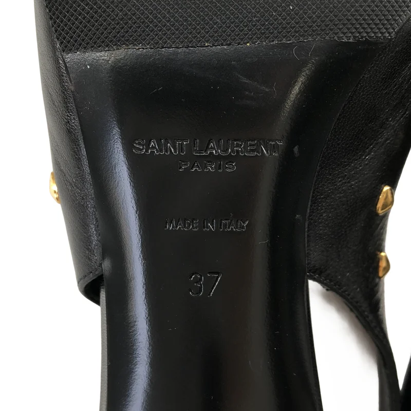 SAINT LAURENT PARIS / サンローランパリ | レザー ハートスタッズ ミュール サンダル | 37 | レディース
