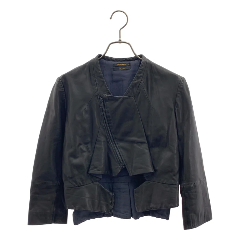 DIESEL BLACK GOLD / ディーゼルブラックゴールド | ノーカラー ショートレザージャケット | XS | レディース