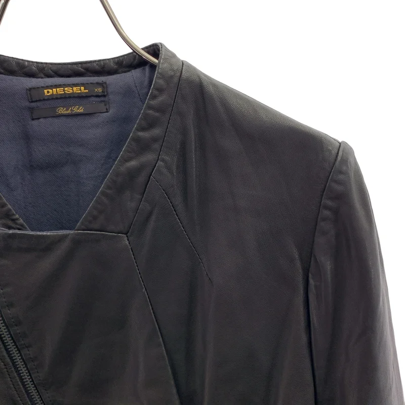 DIESEL BLACK GOLD / ディーゼルブラックゴールド | ノーカラー ショートレザージャケット | XS | レディース