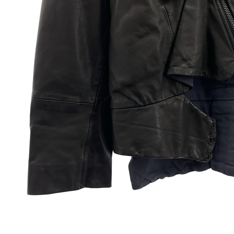 DIESEL BLACK GOLD / ディーゼルブラックゴールド | ノーカラー ショートレザージャケット | XS | レディース