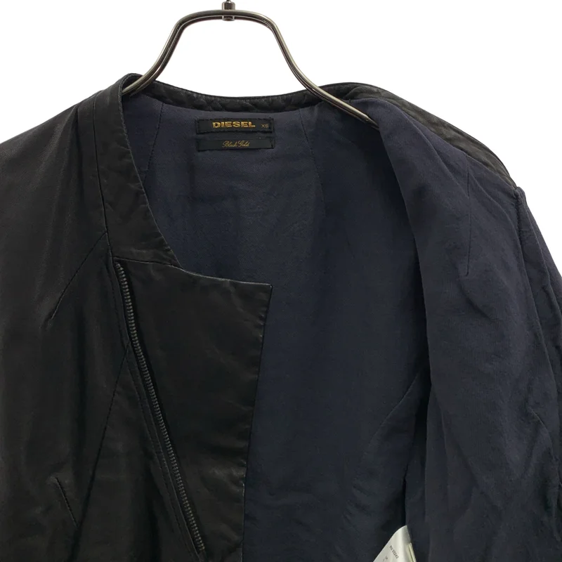 DIESEL BLACK GOLD / ディーゼルブラックゴールド | ノーカラー ショートレザージャケット | XS | レディース