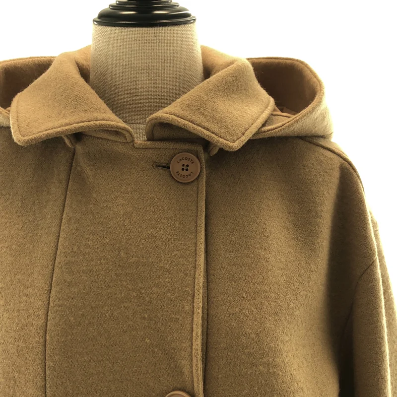 LACOSTE / ラコステ | ウールメルトン 2WAY フーデッドステンカラーコート | 34 | レディース