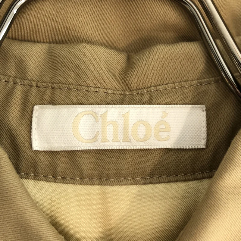 Chloe / クロエ | 異素材 切替 ドッキング ダブルポケット ロングシャツ | 34 | レディース