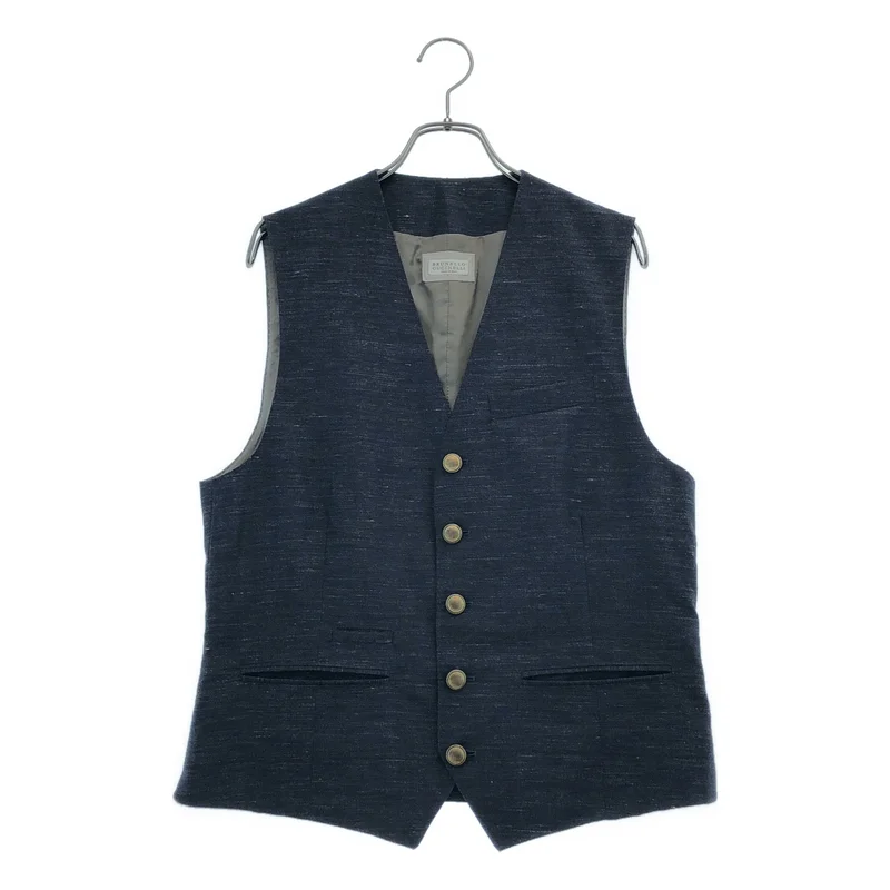 BRUNELLO CUCINELLI / ブルネロクチネリ | リネン ウール 金ボタン ベスト | 48 | メンズ