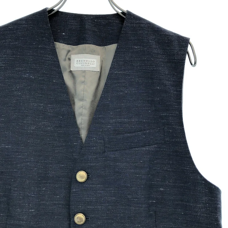 BRUNELLO CUCINELLI / ブルネロクチネリ | リネン ウール 金ボタン ベスト | 48 | メンズ