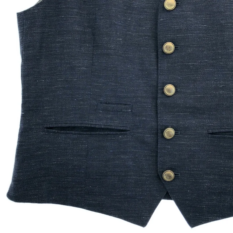 BRUNELLO CUCINELLI / ブルネロクチネリ | リネン ウール 金ボタン ベスト | 48 | メンズ