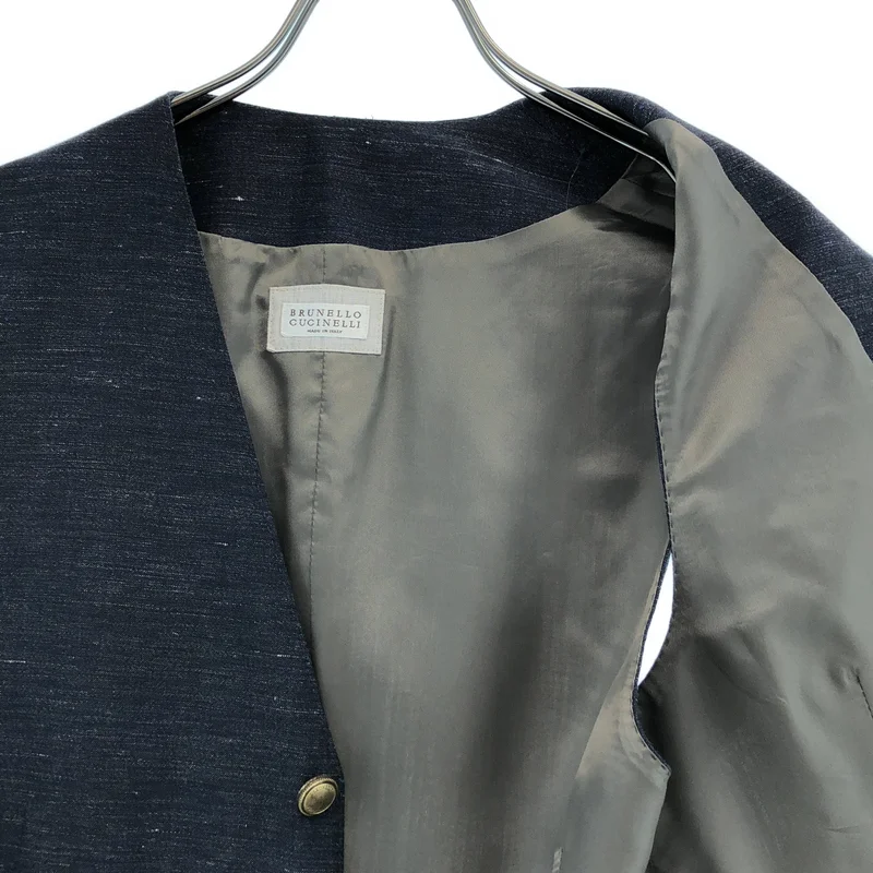 BRUNELLO CUCINELLI / ブルネロクチネリ | リネン ウール 金ボタン ベスト | 48 | メンズ