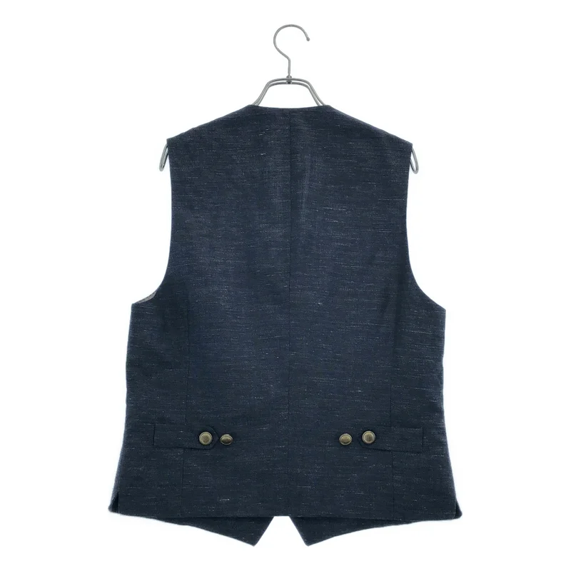 BRUNELLO CUCINELLI / ブルネロクチネリ | リネン ウール 金ボタン ベスト | 48 | メンズ