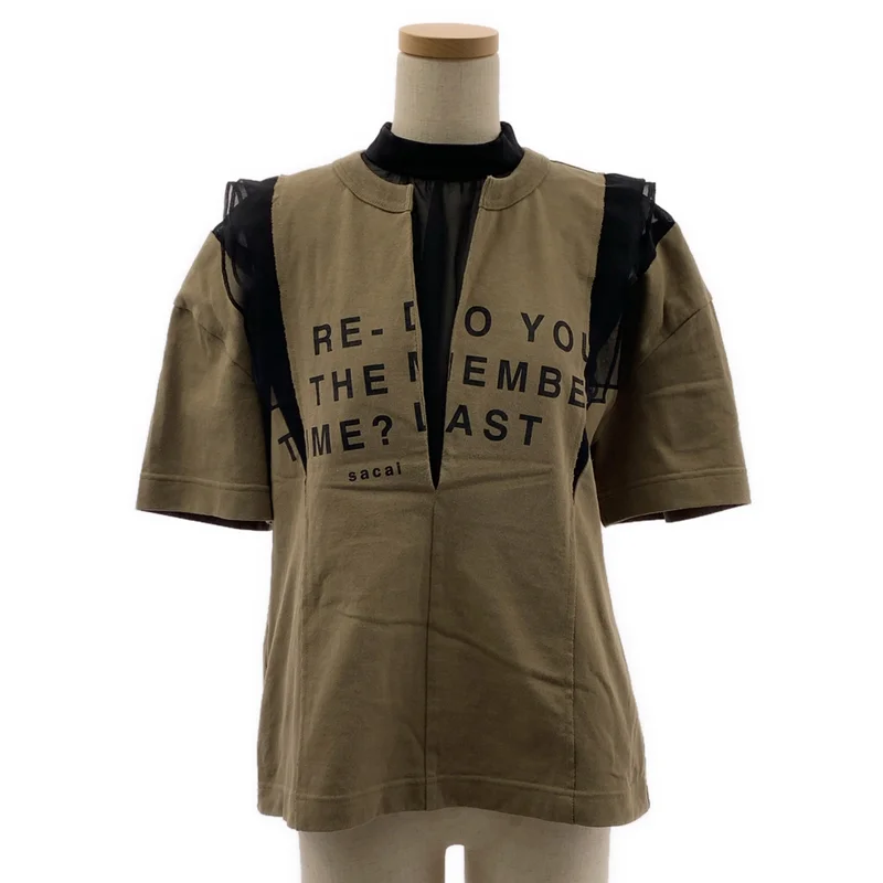sacai / サカイ | 2025SS | Cotton Jersey x Chiffon T-Shirt / ドッキング ロゴ  Tシャツ カットソー | 1 | レディース