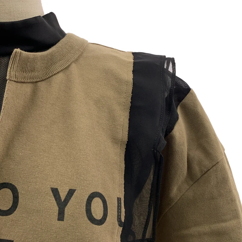 sacai / サカイ | 2025SS | Cotton Jersey x Chiffon T-Shirt / ドッキング ロゴ  Tシャツ カットソー | 1 | レディース