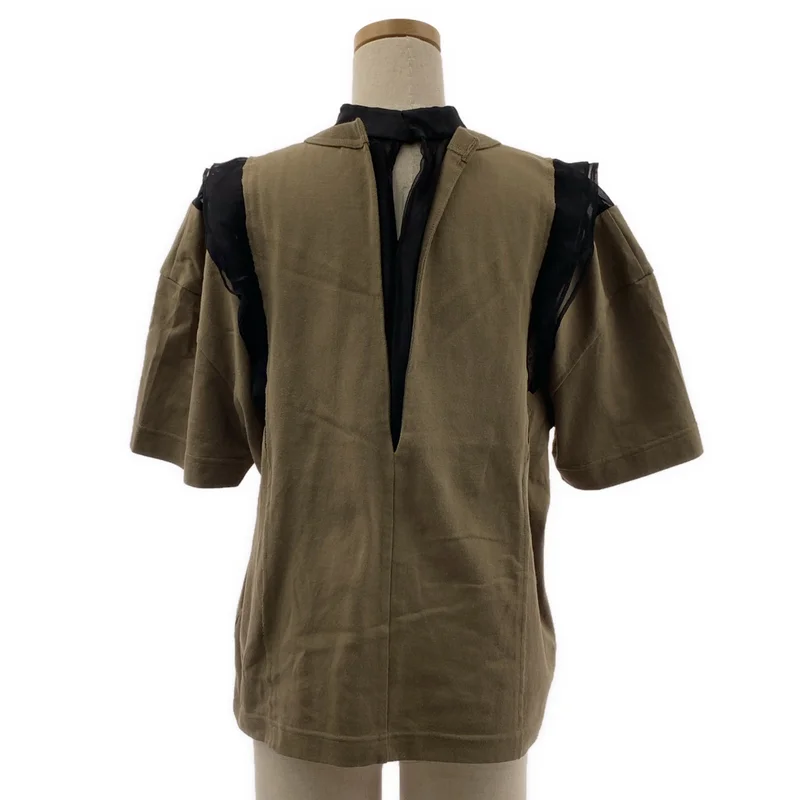sacai / サカイ | 2025SS | Cotton Jersey x Chiffon T-Shirt / ドッキング ロゴ  Tシャツ カットソー | 1 | レディース