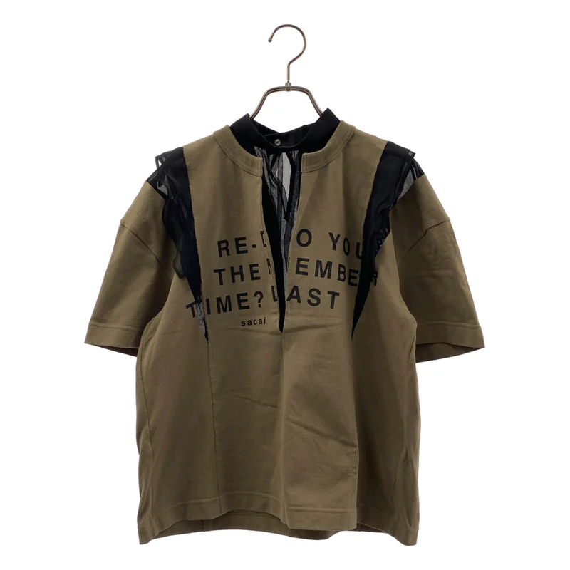 sacai / サカイ | 2025SS | Cotton Jersey x Chiffon T-Shirt / ドッキング ロゴ  Tシャツ カットソー | 1 | レディース