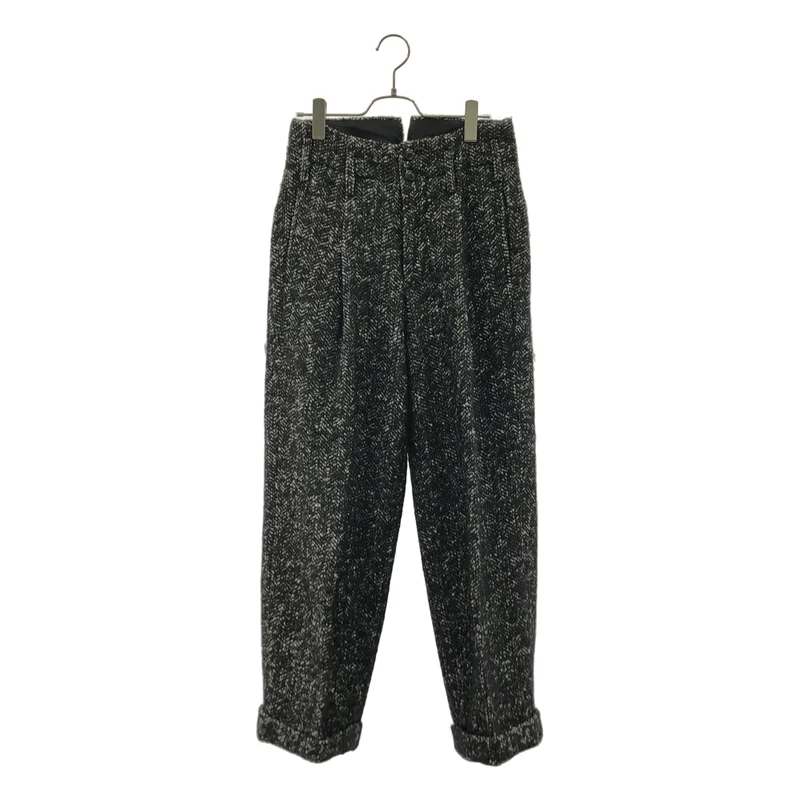Robes&Confections / ローブス＆コンフェクションズ | Cotton Mohair Alpaca Herringbone Pants / コットン モヘヤ アルパカ ヘリンボーン タックワイドパンツ | 1 | レディース