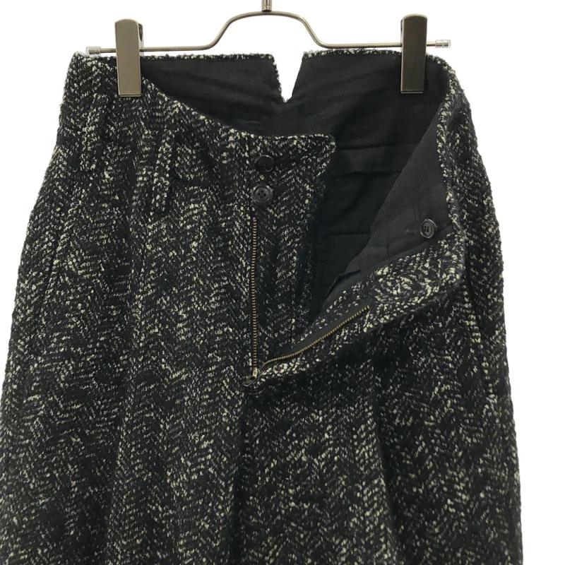 Robes&Confections / ローブス＆コンフェクションズ | Cotton Mohair Alpaca Herringbone Pants / コットン モヘヤ アルパカ ヘリンボーン タックワイドパンツ | 1 | レディース