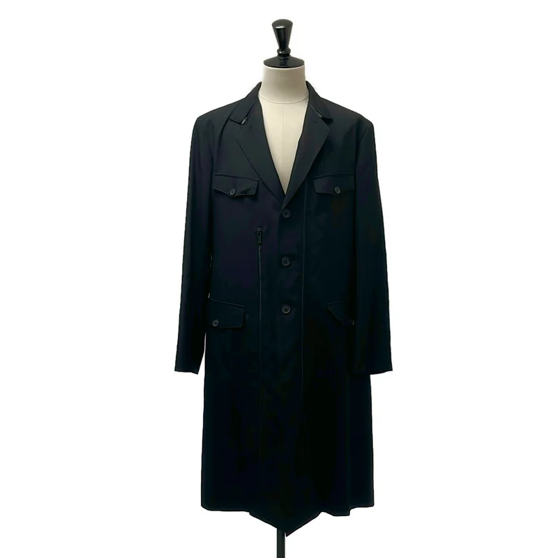 YOHJI YAMAMOTO POUR HOMME / ヨウジヤマモトプールオム | 2025AW | WOOL GABARDINE 3BUTTONS ZIP LONG COAT / ウールギャバ 3B ジップロングコート | 2 | メンズ
