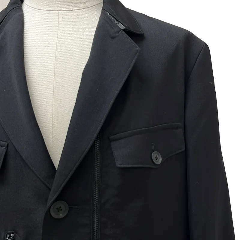 YOHJI YAMAMOTO POUR HOMME / ヨウジヤマモトプールオム | 2025AW | WOOL GABARDINE 3BUTTONS ZIP LONG COAT / ウールギャバ 3B ジップロングコート | 2 | メンズ