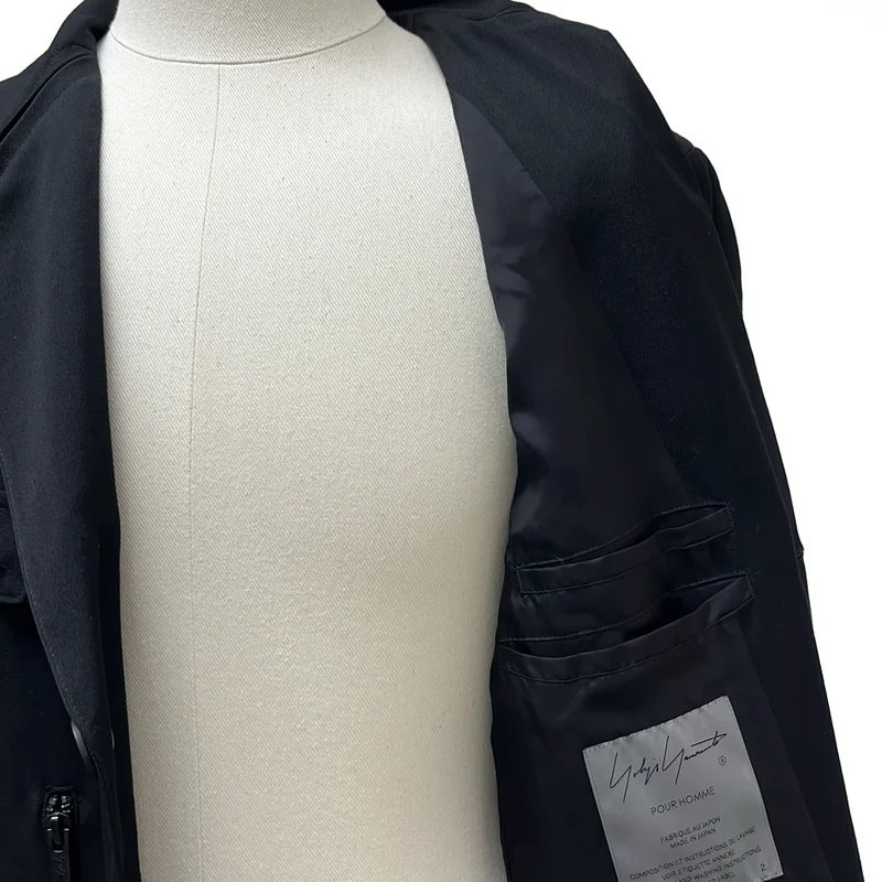 YOHJI YAMAMOTO POUR HOMME / ヨウジヤマモトプールオム | 2025AW | WOOL GABARDINE 3BUTTONS ZIP LONG COAT / ウールギャバ 3B ジップロングコート | 2 | メンズ