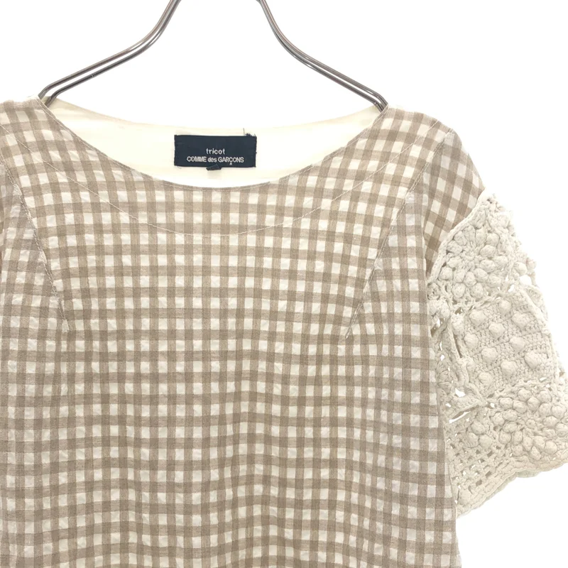 tricot COMME des GARCONS / トリココムデギャルソン | ギンガムチェック ニット切替 ブラウス | M | レディース