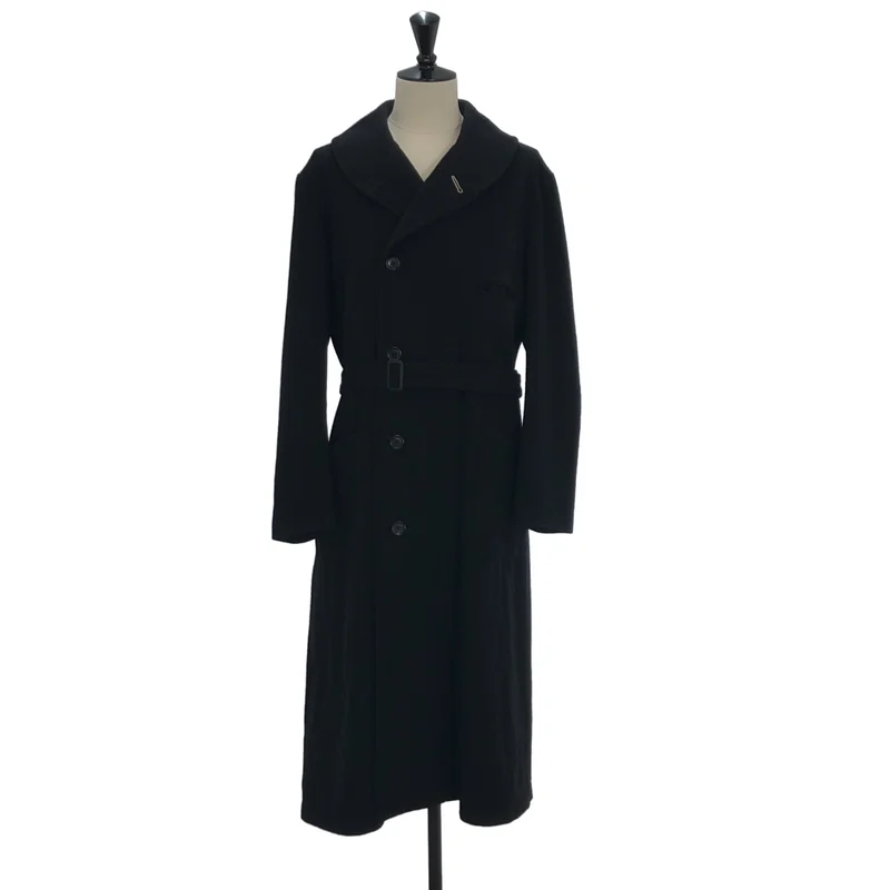 YOHJI YAMAMOTO POUR HOMME / ヨウジヤマモトプールオム | 2022AW | ベルト付き ツイルフランネルJラウンドカラーコート | 1 | メンズ