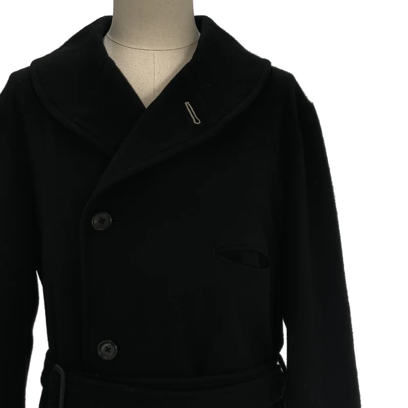 YOHJI YAMAMOTO POUR HOMME / ヨウジヤマモトプールオム | 2022AW | ベルト付き ツイルフランネルJラウンドカラーコート | 1 | メンズ