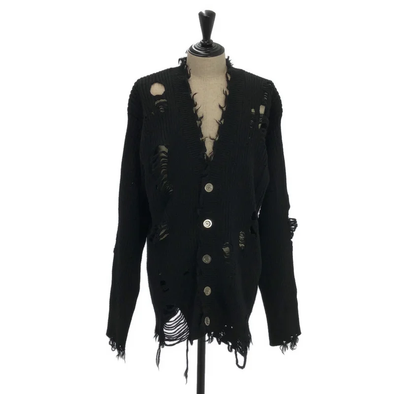 JOHN LAWRENCE SULLIVAN / ジョンローレンスサリバン | 2026AW | DAMAGED RIB KNIT CARDIGAN / ウール ダメージ リブニットカーディガン | S | メンズ