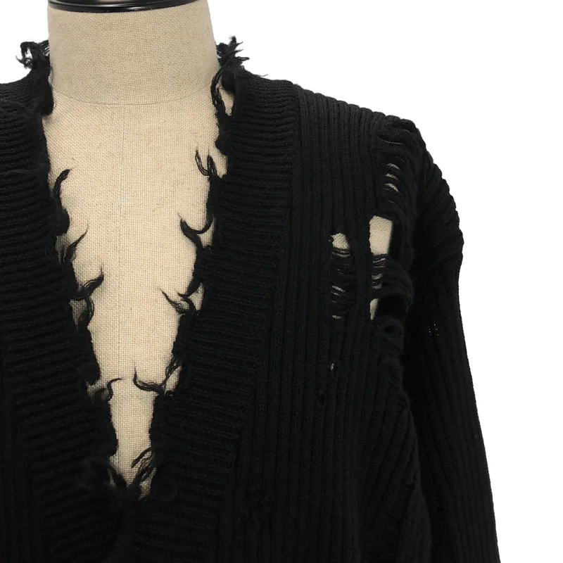 JOHN LAWRENCE SULLIVAN / ジョンローレンスサリバン | 2026AW | DAMAGED RIB KNIT CARDIGAN / ウール ダメージ リブニットカーディガン | S | メンズ
