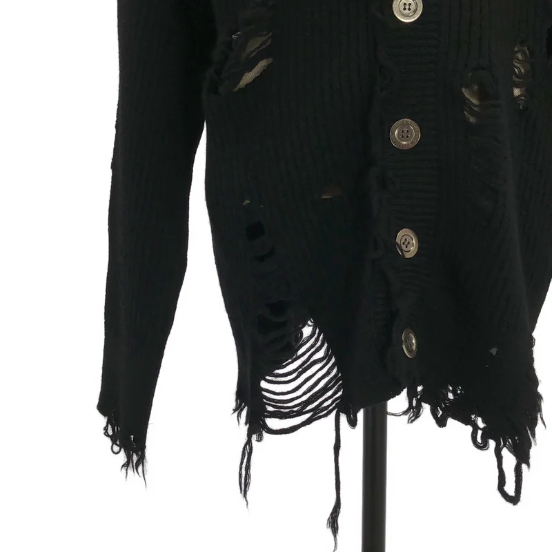 JOHN LAWRENCE SULLIVAN / ジョンローレンスサリバン | 2026AW | DAMAGED RIB KNIT CARDIGAN / ウール ダメージ リブニットカーディガン | S | メンズ