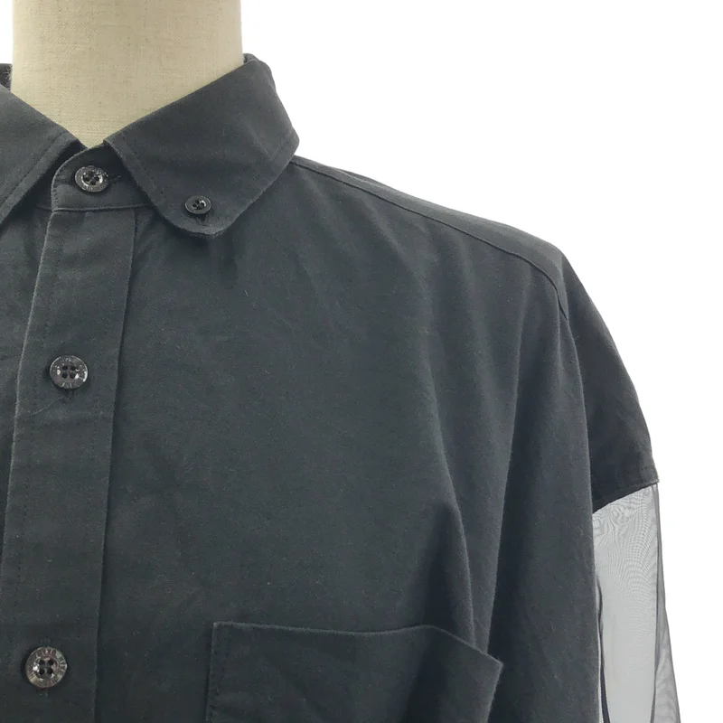 HYKE / ハイク | 2020AW | ロゴボタン ベルテッド チュールスリーブ ワンピース | 1 | レディース