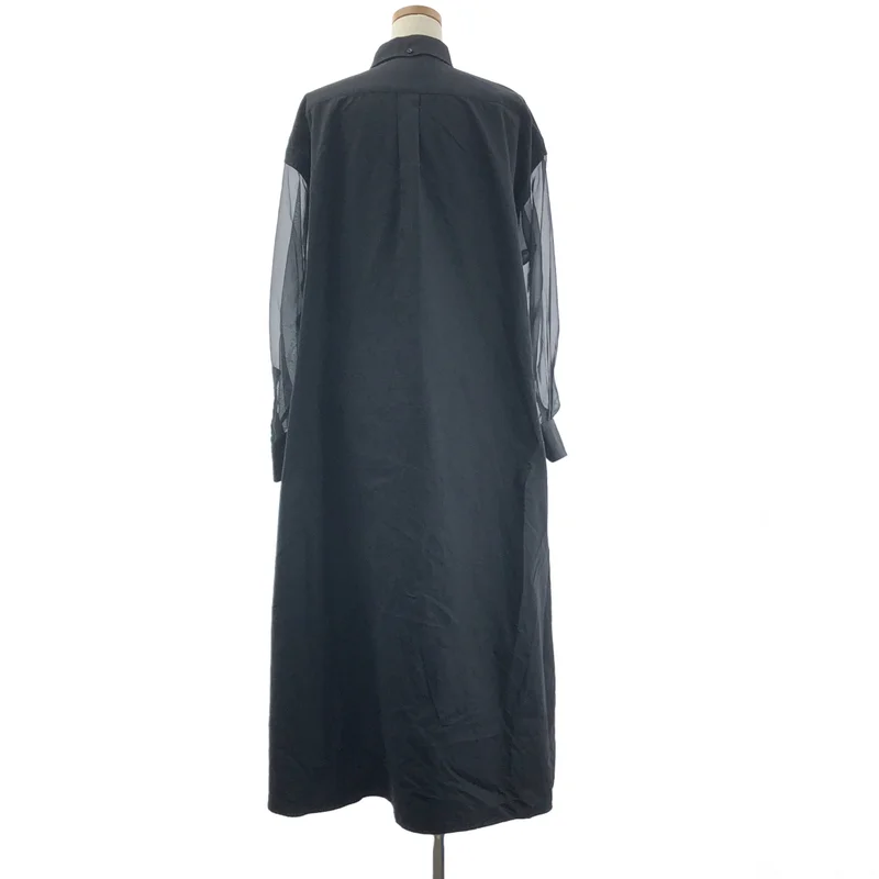 HYKE / ハイク | 2020AW | ロゴボタン ベルテッド チュールスリーブ ワンピース | 1 | レディース