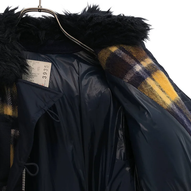 sacai / サカイ | ウール モヘア チェック ダウンジャケット | 2 | レディース