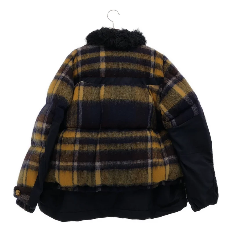 sacai / サカイ | ウール モヘア チェック ダウンジャケット | 2 | レディース