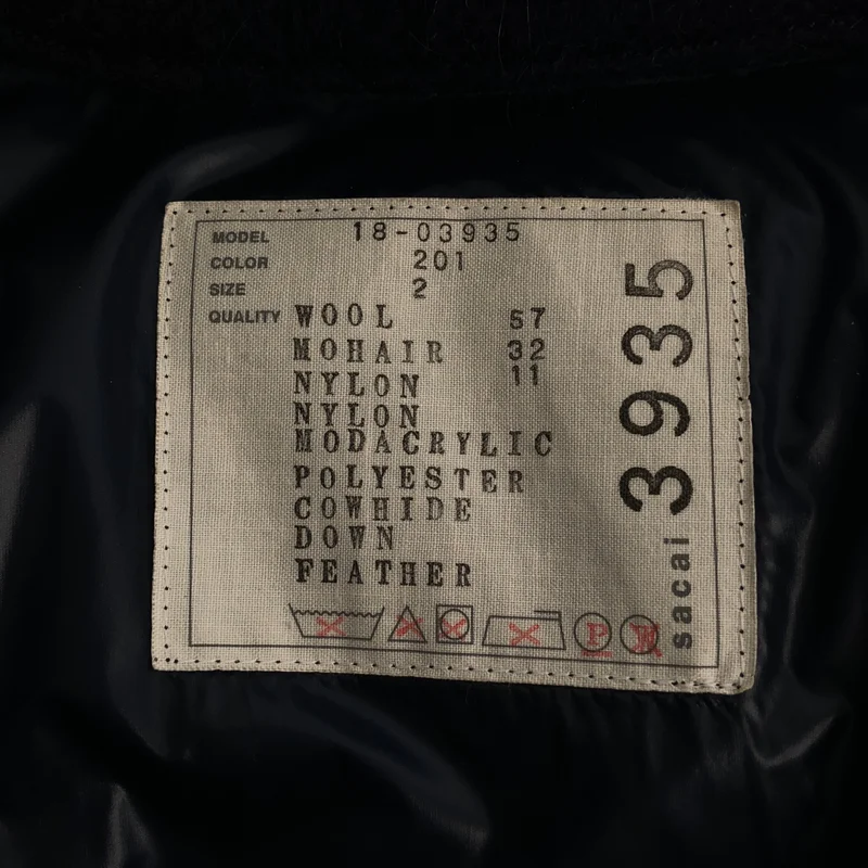 sacai / サカイ | ウール モヘア チェック ダウンジャケット | 2 | レディース