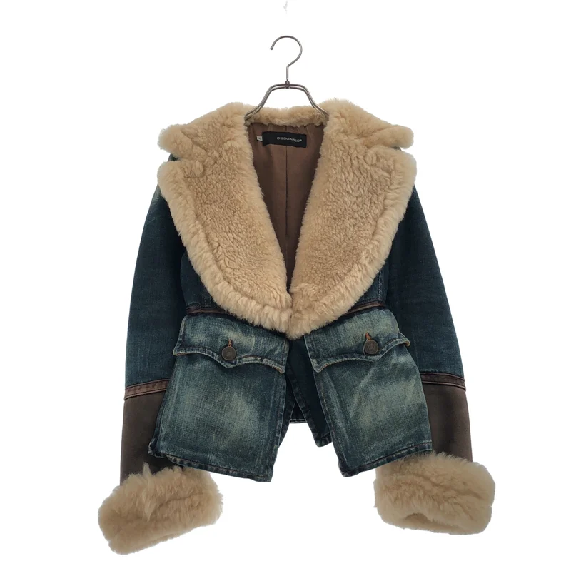 DSQUARED2 / ディースクエアード | ムートン切替 デニムジャケット | 42 | レディース