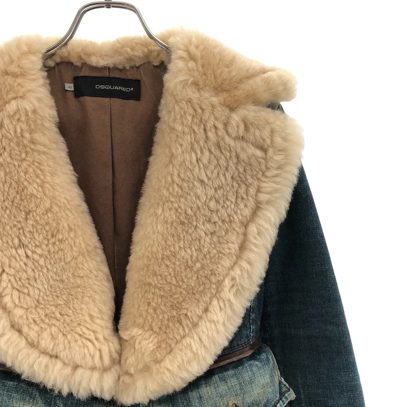 DSQUARED2 / ディースクエアード | ムートン切替 デニムジャケット | 42 | レディース