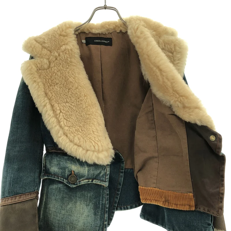 DSQUARED2 / ディースクエアード | ムートン切替 デニムジャケット | 42 | レディース