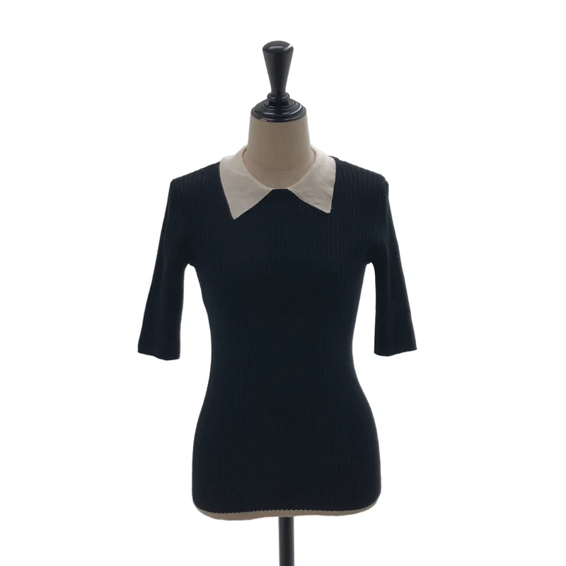MADISON BLUE / マディソンブルー | POLO COLLAR 2TONE KNIT / ポロカラー 2トーンニット | XS | レディース