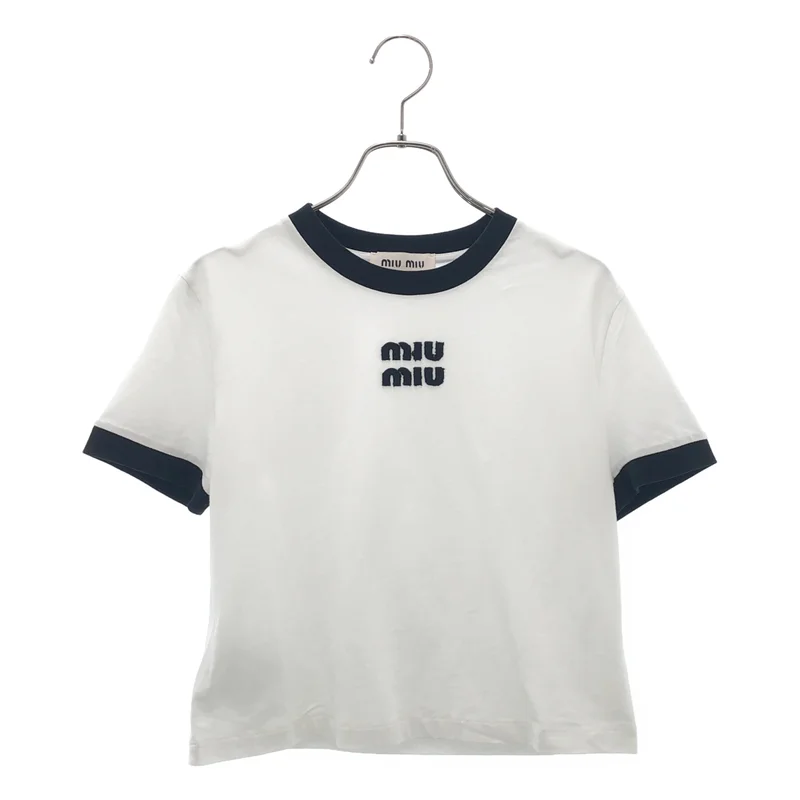 miu miu / ミュウミュウ | 2025 | 刺しゅうロゴ入り コットンジャージー Tシャツ | S | レディース