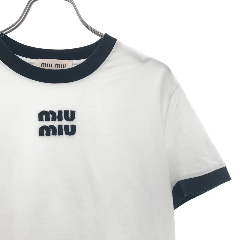 miu miu / ミュウミュウ | 2025 | 刺しゅうロゴ入り コットンジャージー Tシャツ | S | レディース