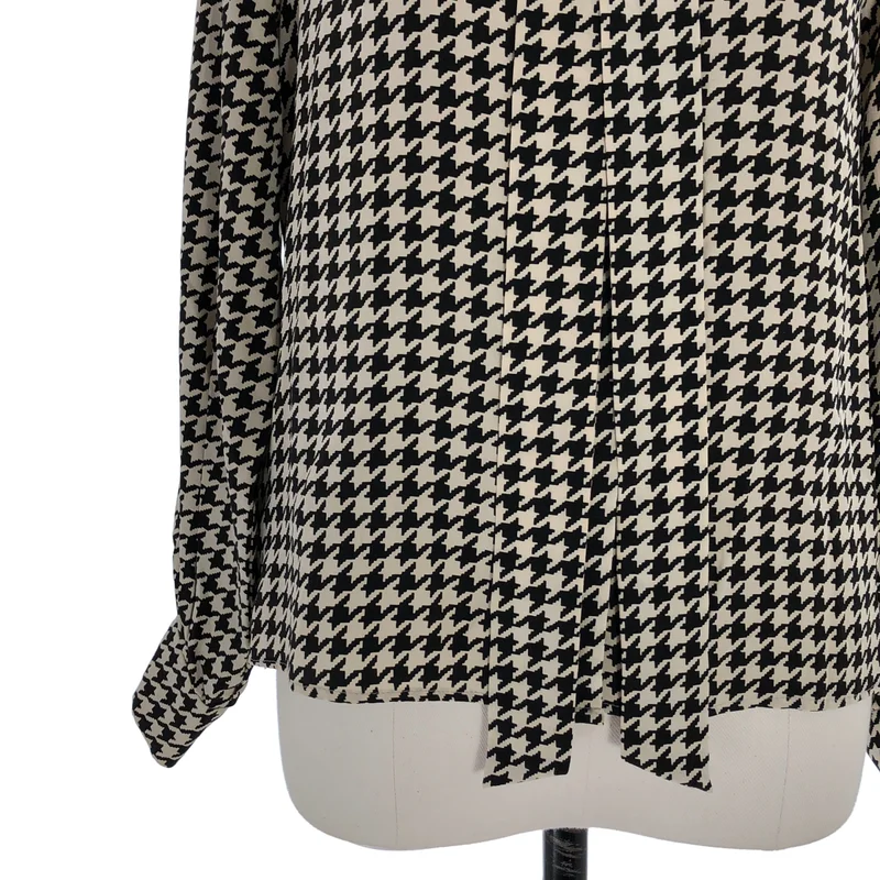 BURBERRY LONDON / バーバリーロンドン | シルク 千鳥格子 ボウタイブラウス | 38 | レディース