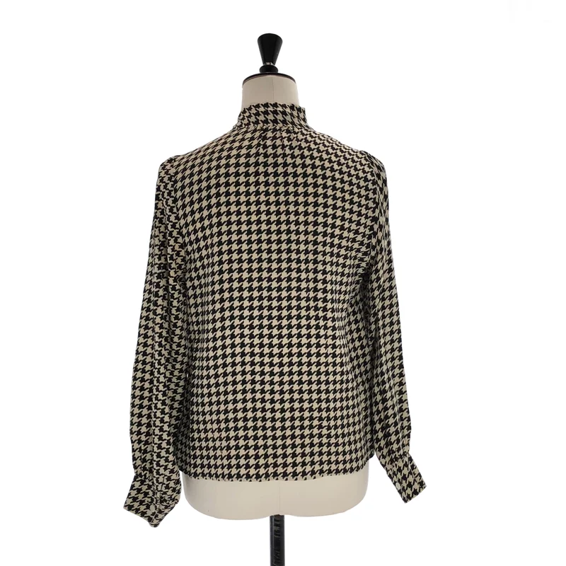 BURBERRY LONDON / バーバリーロンドン | シルク 千鳥格子 ボウタイブラウス | 38 | レディース