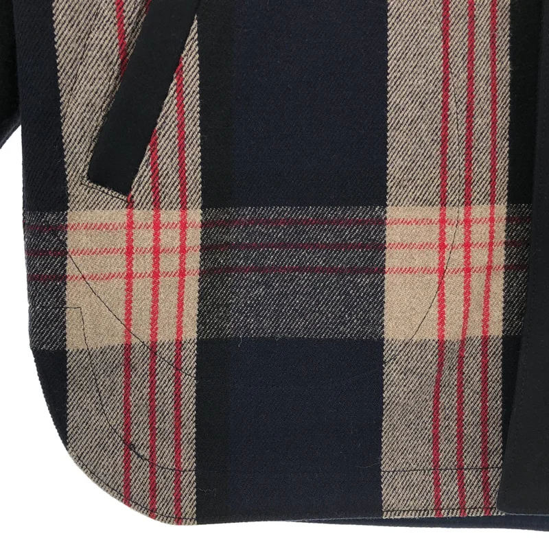 MARNI / マルニ | ウール 異素材切替 チェック ノーカラージャケット | 48 | メンズ