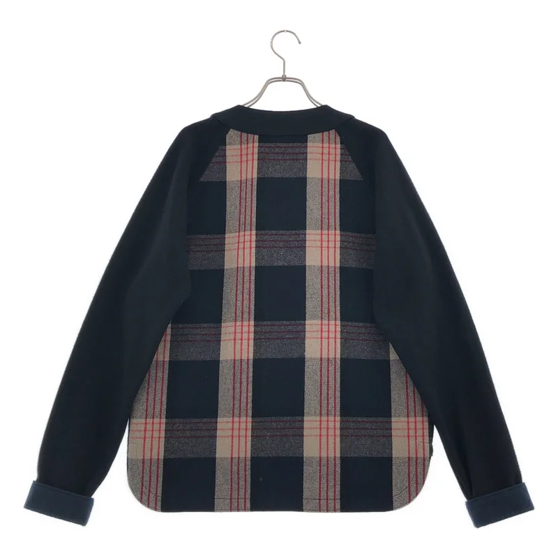 MARNI / マルニ | ウール 異素材切替 チェック ノーカラージャケット | 48 | メンズ