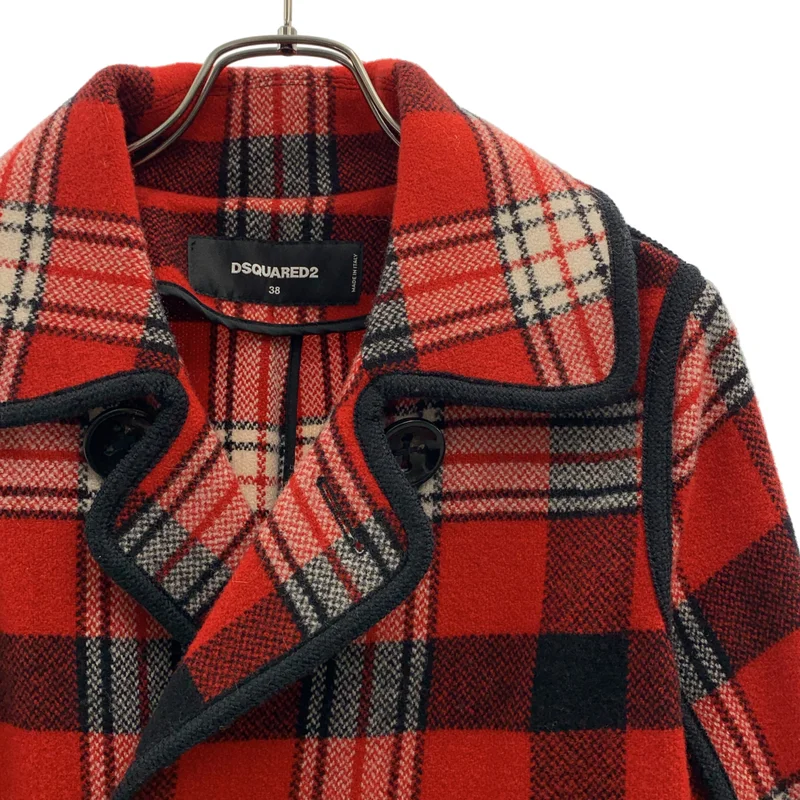 DSQUARED2 / ディースクエアード | ウール チェック オーバーシルエット ダブル コート | 38 | レディース