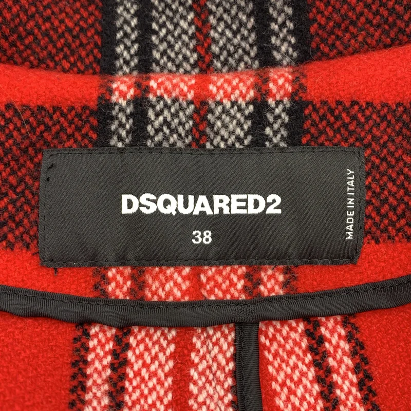 DSQUARED2 / ディースクエアード | ウール チェック オーバーシルエット ダブル コート | 38 | レディース