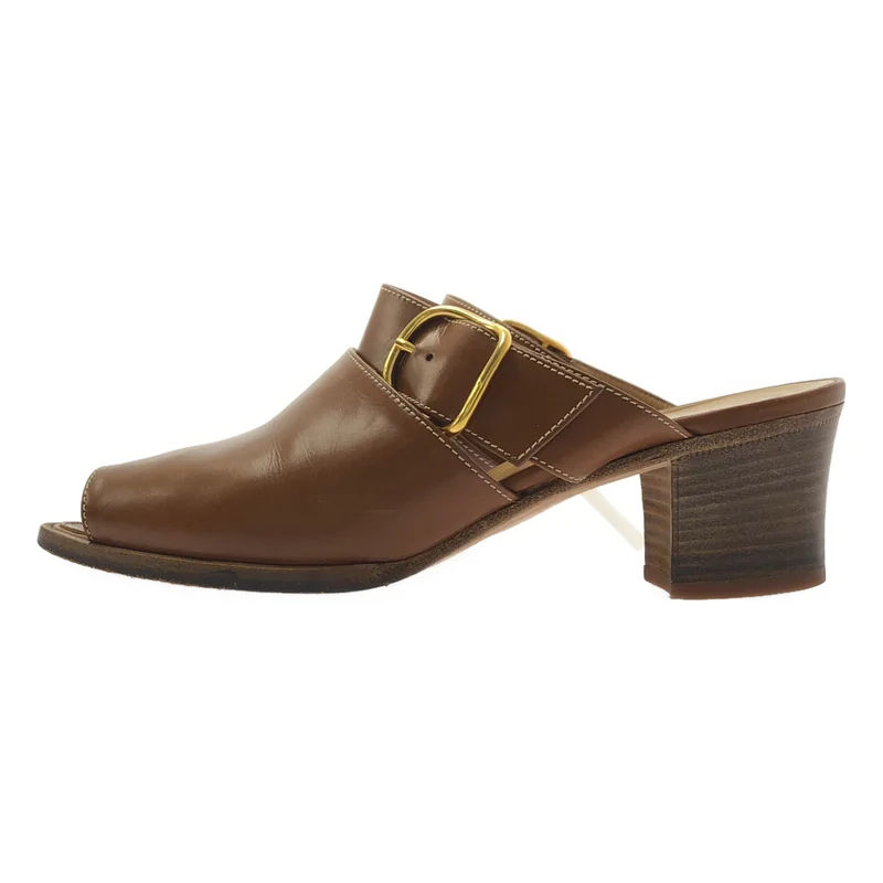 HERMES / エルメス | レザー ストラップ ミュールサンダル | 37 1/2 | レディース