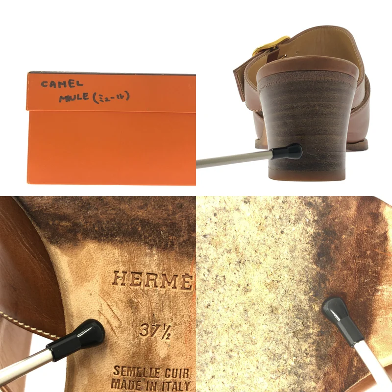 HERMES / エルメス | レザー ストラップ ミュールサンダル | 37 1/2 | レディース