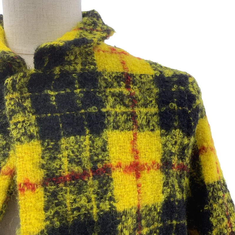 COMME des GARCONS COMME des GARCONS / コムコム | ウール モヘヤ タータンチェック 製品加工 シングルジャケット / 総裏地 | S | レディース