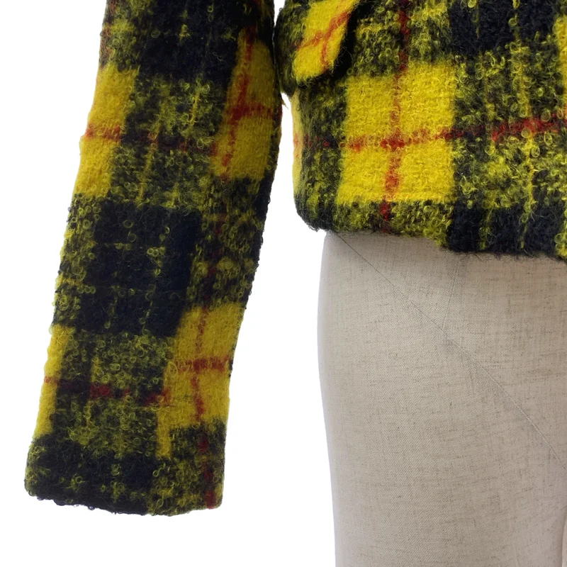 COMME des GARCONS COMME des GARCONS / コムコム | ウール モヘヤ タータンチェック 製品加工 シングルジャケット / 総裏地 | S | レディース