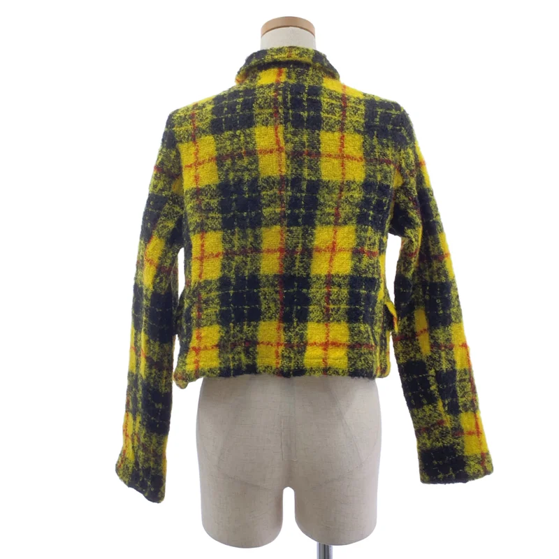 COMME des GARCONS COMME des GARCONS / コムコム | ウール モヘヤ タータンチェック 製品加工 シングルジャケット / 総裏地 | S | レディース